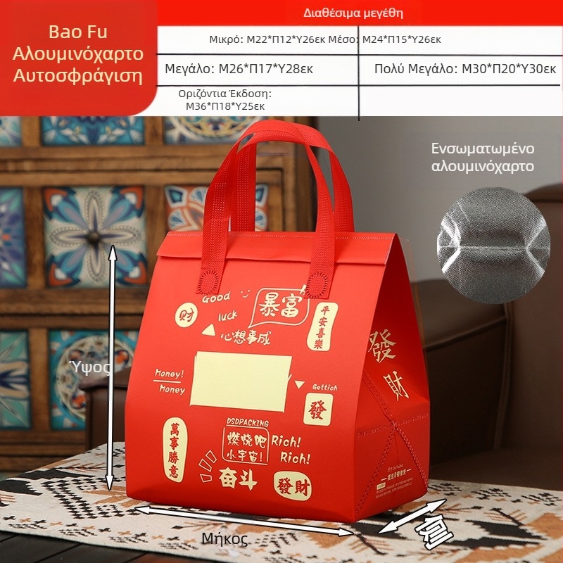 Μη υφασμένη τσάντα προσαρμοσμένη τσάντα μόνωσης μίας χρήσης για takeaway, προσαρμοσμένη τσάντα catering, συσκευασία τσαγιού γάλακτος, αλουμινόχαρτο με αυτοκόλλητη τσάντα