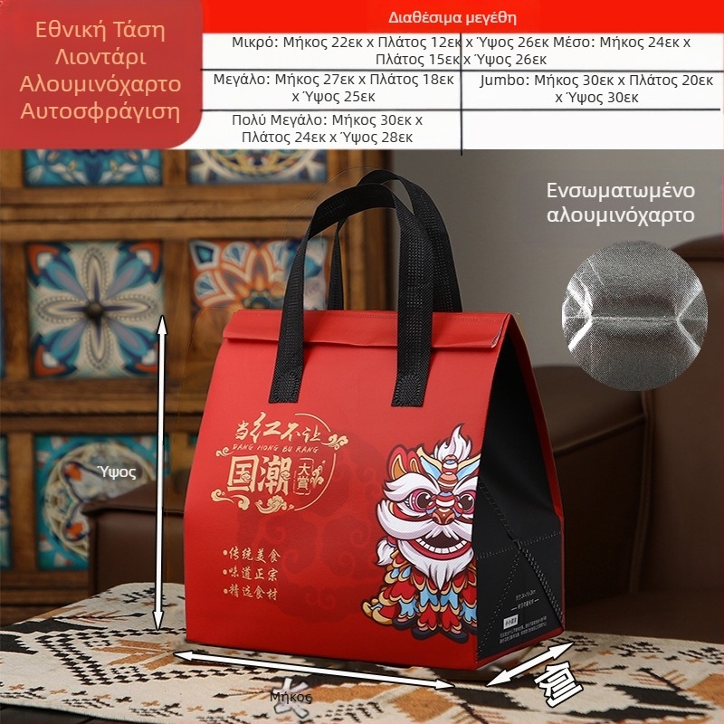 Μη υφασμένη τσάντα προσαρμοσμένη τσάντα μόνωσης μίας χρήσης για takeaway, προσαρμοσμένη τσάντα catering, συσκευασία τσαγιού γάλακτος, αλουμινόχαρτο με αυτοκόλλητη τσάντα