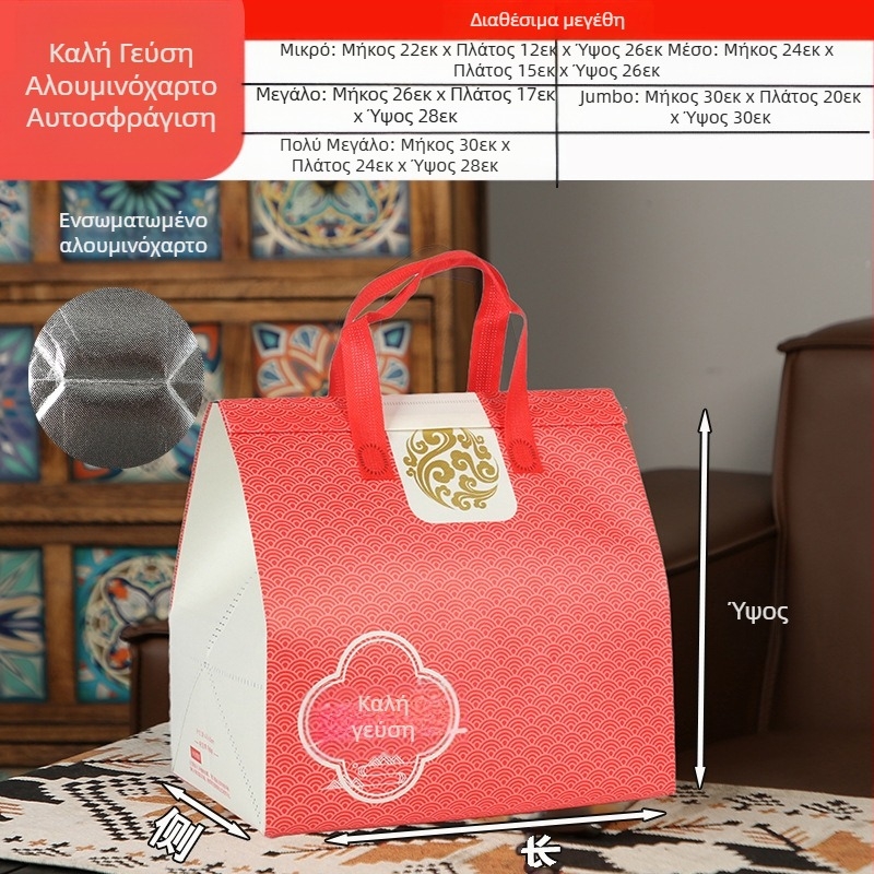 Μη υφασμένη τσάντα προσαρμοσμένη τσάντα μόνωσης μίας χρήσης για takeaway, προσαρμοσμένη τσάντα catering, συσκευασία τσαγιού γάλακτος, αλουμινόχαρτο με αυτοκόλλητη τσάντα