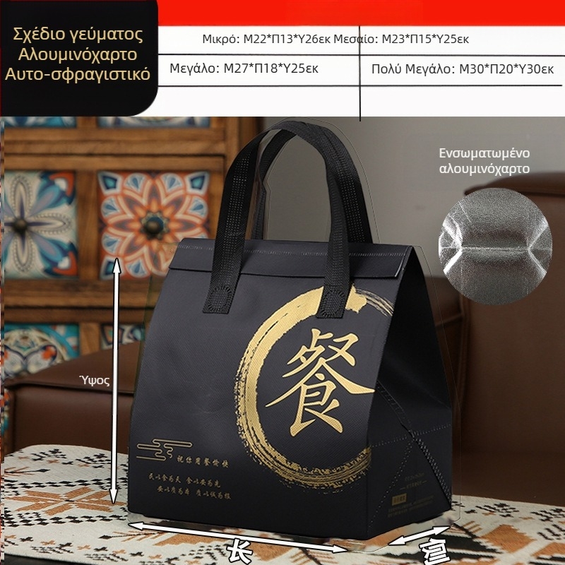 Μη υφασμένη τσάντα προσαρμοσμένη τσάντα μόνωσης μίας χρήσης για takeaway, προσαρμοσμένη τσάντα catering, συσκευασία τσαγιού γάλακτος, αλουμινόχαρτο με αυτοκόλλητη τσάντα