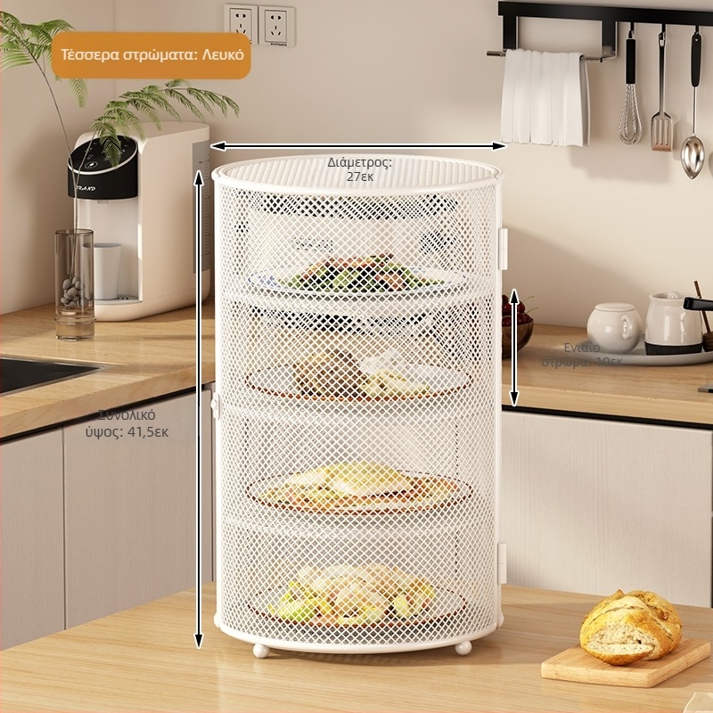 Ράφι κουζίνας, κάλυμμα για τραπέζι φαγητού, κάλυμμα πιάτων κατά των μυγών και των κουνουπιών, πολυστρωματική βάση αποθήκευσης για επιτραπέζιο τραπέζι