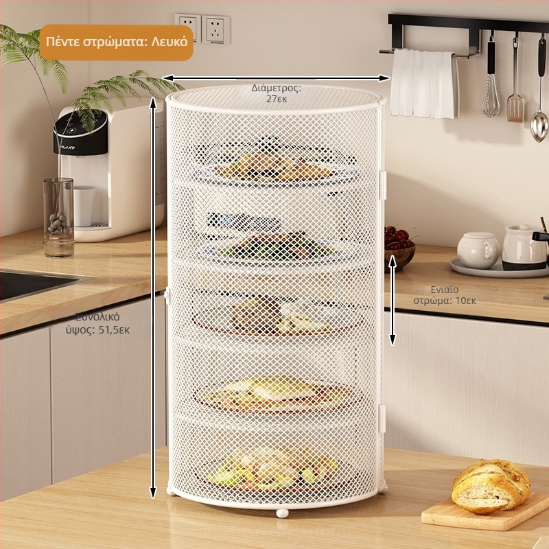 Ράφι κουζίνας, κάλυμμα για τραπέζι φαγητού, κάλυμμα πιάτων κατά των μυγών και των κουνουπιών, πολυστρωματική βάση αποθήκευσης για επιτραπέζιο τραπέζι