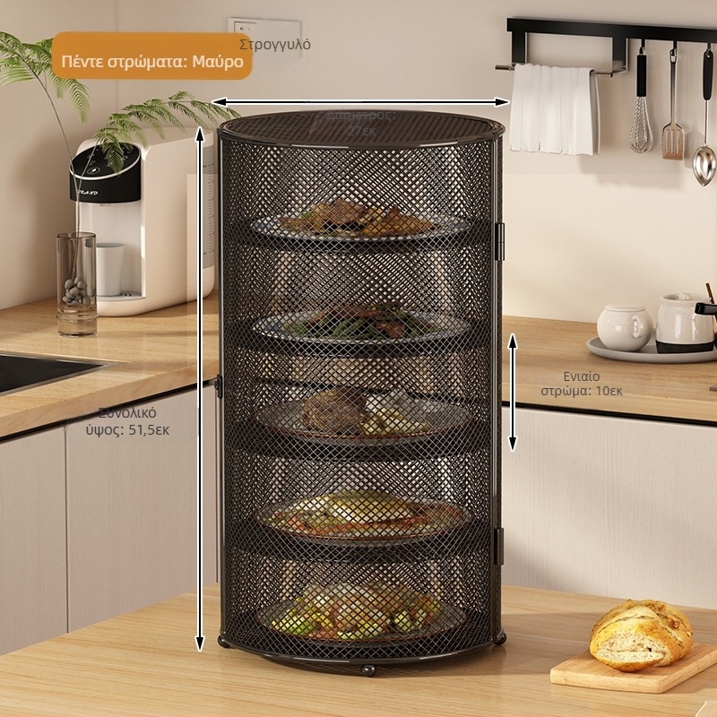 Ράφι κουζίνας, κάλυμμα για τραπέζι φαγητού, κάλυμμα πιάτων κατά των μυγών και των κουνουπιών, πολυστρωματική βάση αποθήκευσης για επιτραπέζιο τραπέζι