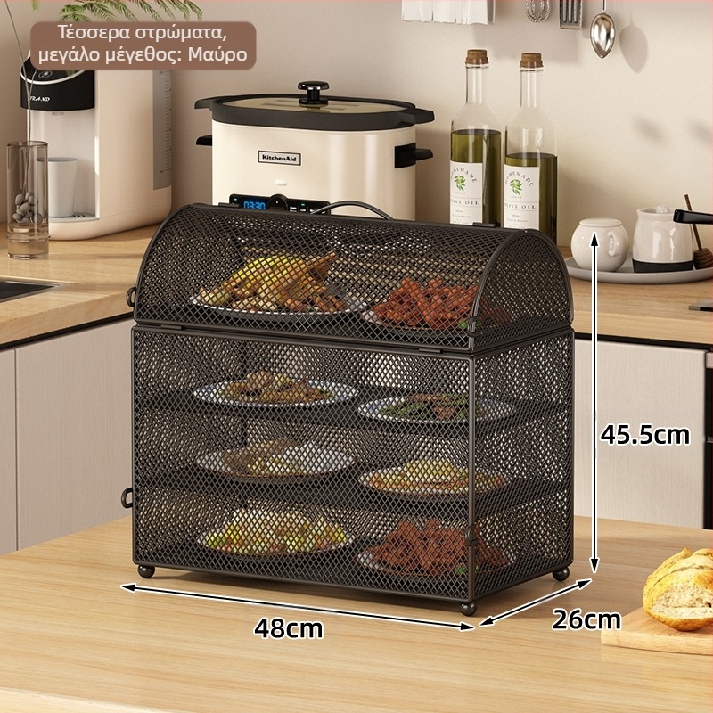 Ράφι κουζίνας, κάλυμμα για τραπέζι φαγητού, κάλυμμα πιάτων κατά των μυγών και των κουνουπιών, πολυστρωματική βάση αποθήκευσης για επιτραπέζιο τραπέζι