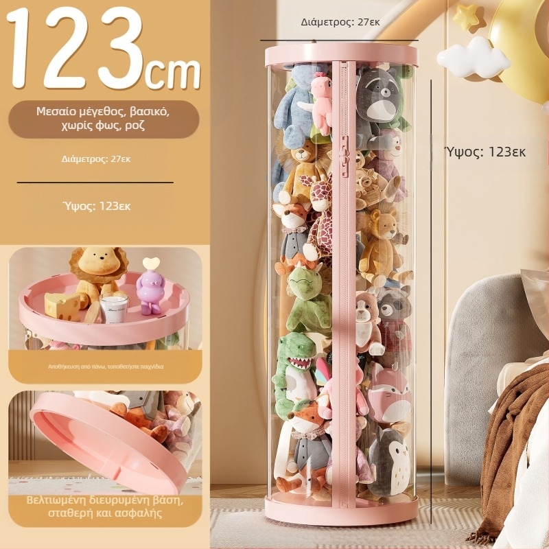 Μεγάλης χωρητικότητας κούκλα με κουβά αποθήκευσης, βελούδινο παιχνίδι με φερμουάρ, διαφανής κούκλα οικιακής αποθήκευσης, υψηλής αξίας αντικείμενο