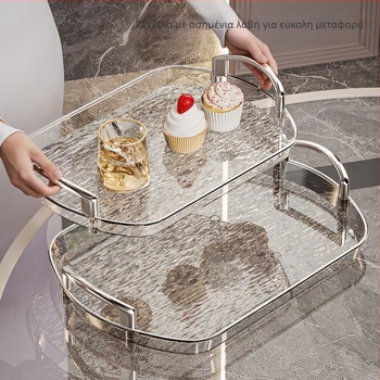 Ελαφρύς πλαστικός δίσκος πολυτελείας με λαβή, δίσκος τσαγιού οικιακής χρήσης υψηλής ποιότητας με διπλό αυτί, δίσκος φαγητού, μεγάλος δίσκος εστιατορίου με πάχος