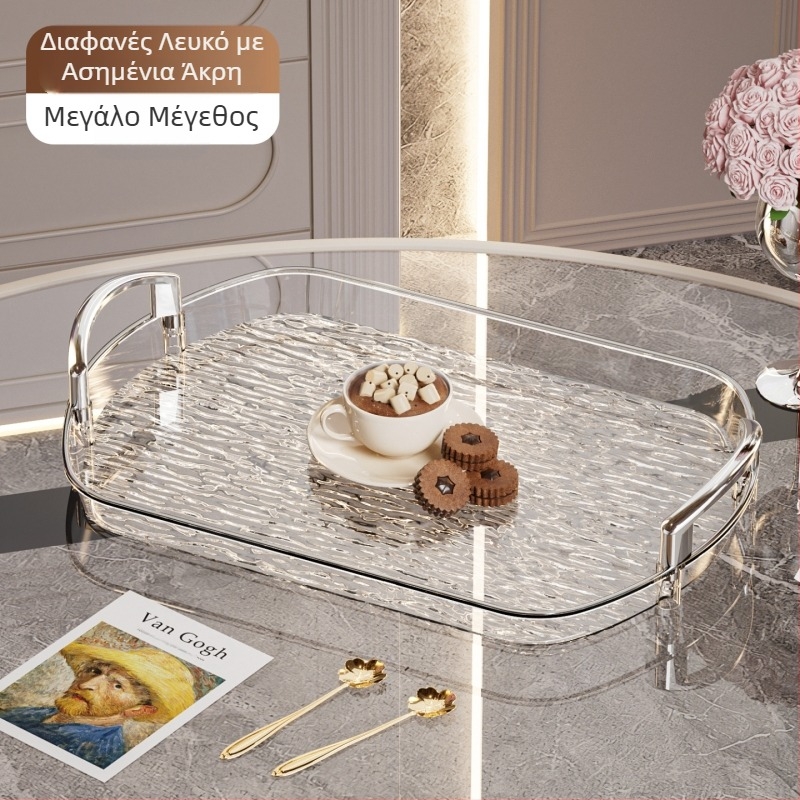 Ελαφρύς πλαστικός δίσκος πολυτελείας με λαβή, δίσκος τσαγιού οικιακής χρήσης υψηλής ποιότητας με διπλό αυτί, δίσκος φαγητού, μεγάλος δίσκος εστιατορίου με πάχος