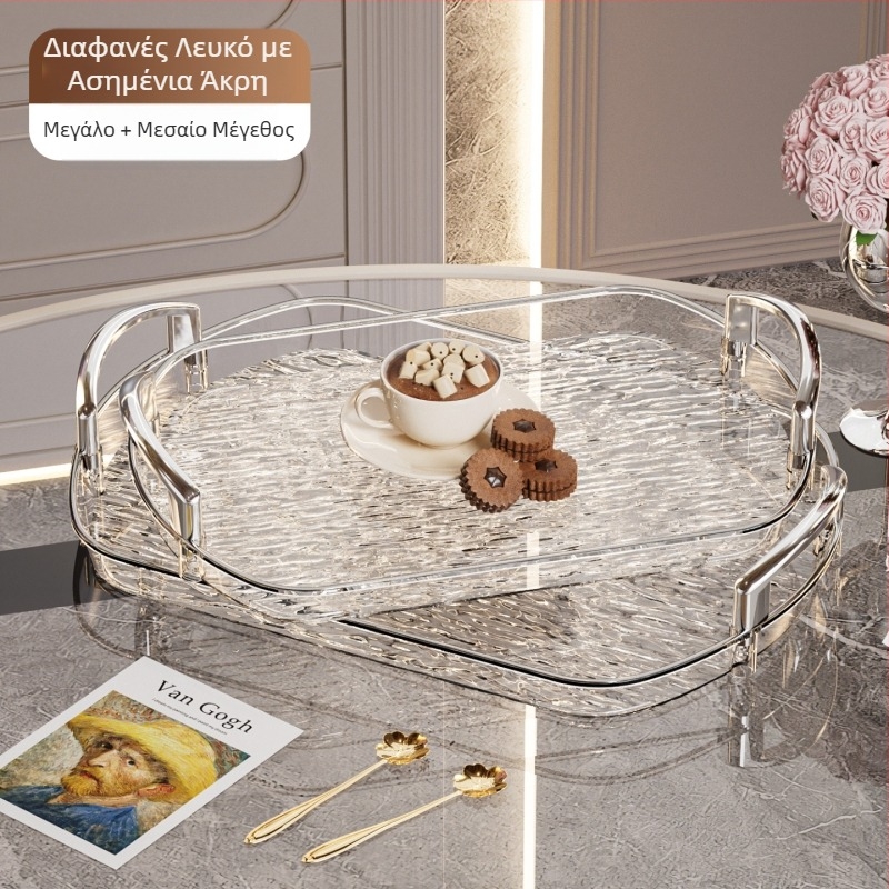 Ελαφρύς πλαστικός δίσκος πολυτελείας με λαβή, δίσκος τσαγιού οικιακής χρήσης υψηλής ποιότητας με διπλό αυτί, δίσκος φαγητού, μεγάλος δίσκος εστιατορίου με πάχος