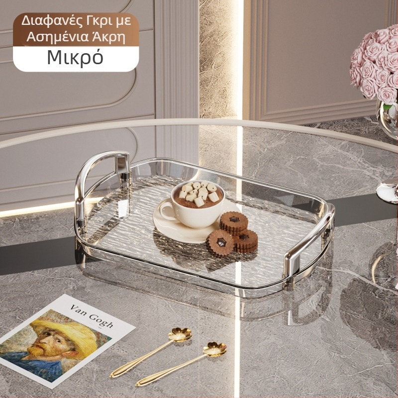 Ελαφρύς πλαστικός δίσκος πολυτελείας με λαβή, δίσκος τσαγιού οικιακής χρήσης υψηλής ποιότητας με διπλό αυτί, δίσκος φαγητού, μεγάλος δίσκος εστιατορίου με πάχος