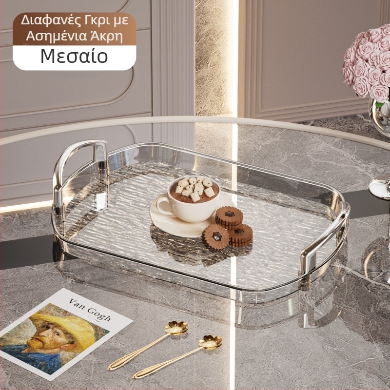 Ελαφρύς πλαστικός δίσκος πολυτελείας με λαβή, δίσκος τσαγιού οικιακής χρήσης υψηλής ποιότητας με διπλό αυτί, δίσκος φαγητού, μεγάλος δίσκος εστιατορίου με πάχος