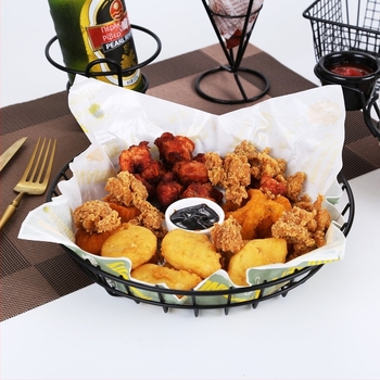 Αμερικανικό στυλ δημιουργικά επιτραπέζια σκεύη Καλάθι με σιδερένια τηγανητά σνακ Καλάθι με τηγανητές πατάτες Καλάθι με τηγανητές πατάτες Επιδόρπιο Τηγανητό κοτόπουλο Καλάθι με ψωμί Δοχείο πιάτων