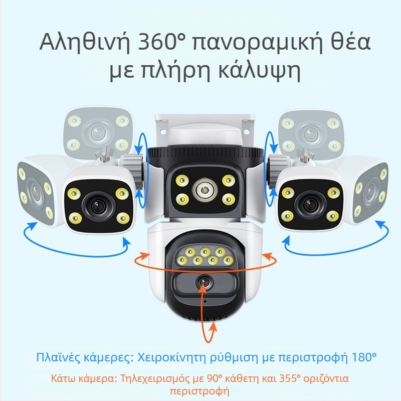 Εργοστασιακή άμεση ασύρματη κάμερα παρακολούθησης με τρία μάτια και σύνδεση με μπάλα, εξωτερική διπλή κάμερα ελεύθερης ροής, αδιάβροχη εξωτερική