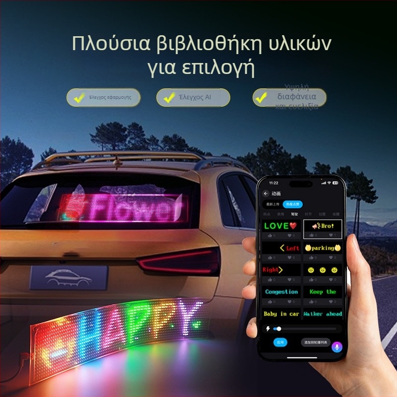 Διαφανής έξυπνη οθόνη LED εύκαμπτη οθόνη κύλισης αυτοκινήτου με διαφήμιση για το πίσω παράθυρο αυτοκινήτου με emoticon, αυτοκόλλητο αυτοκινήτου με έξυπνο αυτοκίνητο