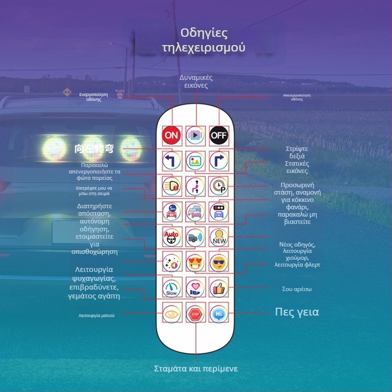 Διαφανής έξυπνη οθόνη LED εύκαμπτη οθόνη κύλισης αυτοκινήτου με διαφήμιση για το πίσω παράθυρο αυτοκινήτου με emoticon, αυτοκόλλητο αυτοκινήτου με έξυπνο αυτοκίνητο