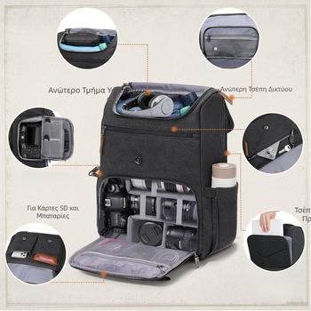 Απλή τσάντα πλάτης για φωτογραφίες εξωτερικού χώρου, αδιάβροχη και ανθεκτική στη φθορά, σχολική τσάντα από καμβά