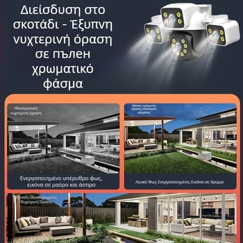 Μίνι κάμερα παρακολούθησης πολλαπλών γωνιών με τρεις φακούς, τρεις οθόνες, ενσύρματη/Wifi, εξωτερική, αδιάβροχη