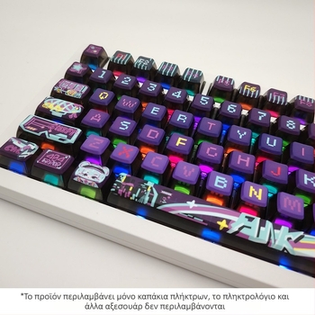 Καπάκι κλειδιού με θέμα το σκούρο μωβ φως, PBT, τετράπλευρο διαφανές θερμικής εξάχνωσης, MDA, διπλό κάλυμμα γάλακτος, 84/87/98/117