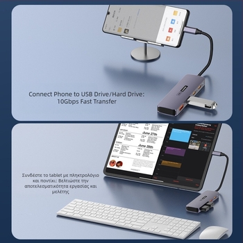 typeC10G ExpAnsion 2A2C Φορητός Υπολογιστής, Tablet, Κινητό Τηλέφωνο, Μετατροπέας Breakout, USB3.2hub, Σταθμός Σύνδεσης
