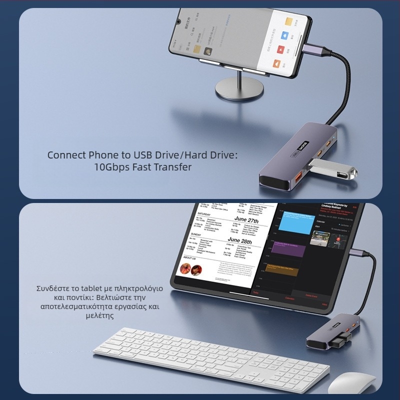 typeC10G ExpAnsion 2A2C Φορητός Υπολογιστής, Tablet, Κινητό Τηλέφωνο, Μετατροπέας Breakout, USB3.2hub, Σταθμός Σύνδεσης