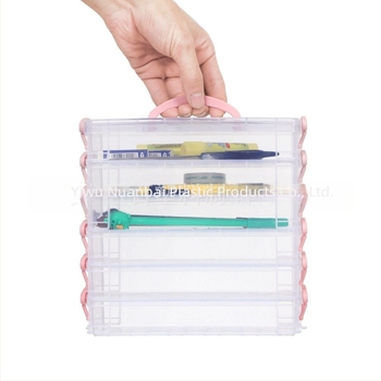 6-στρώσεων τσάντα με πολύχρωμα μολύβια, κουτί αποθήκευσης στυλό ακουαρέλας, στοιβαζόμενο και αποσπώμενο κουτί αποθήκευσης χαρτικών, πλαστικό κουτί