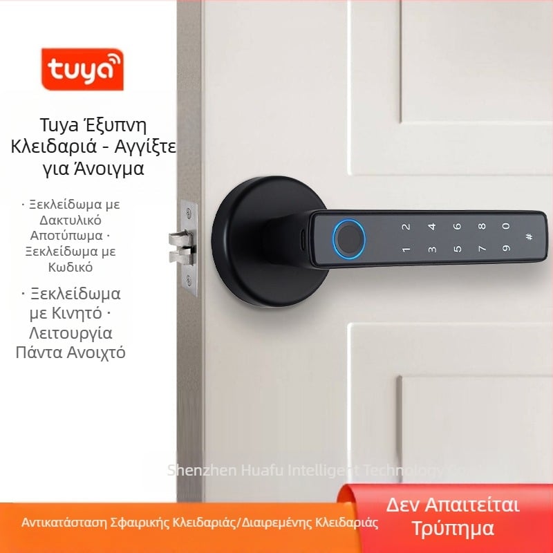 Διασυνοριακή κλειδαριά έξυπνης λαβής με γκράφιτι, ηλεκτρονική κλειδαριά κωδικού πρόσβασης για εσωτερική πόρτα, αντικλεπτική κλειδαριά πόρτας δακτυλικών αποτυπωμάτων γραφείου