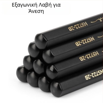 Μολύβι γραφής Deli New Sai Black Wood Hexagon Rod 2B με πυρήνα γραφίτη HB Black Super High Color Value (30 τεμάχια/κουτί)