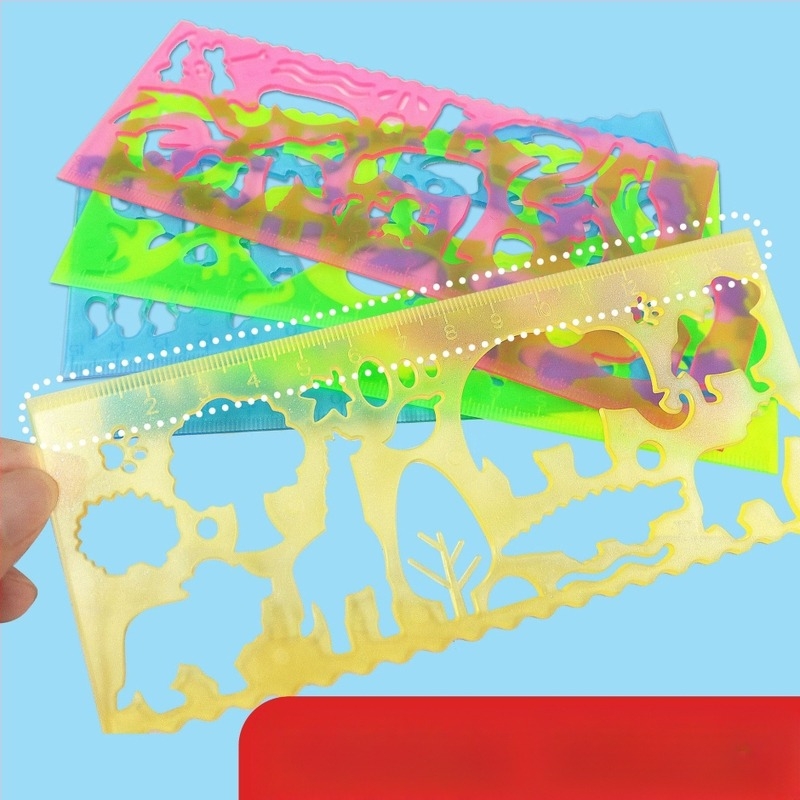 Ειδικός χάρακας για χειρόγραφη εφημερίδα, χάρακας πολλαπλών λειτουργιών, χάρακας ζωγραφικής χονδρικής, πρότυπο σχεδίασης χάρακας κινουμένων σχεδίων