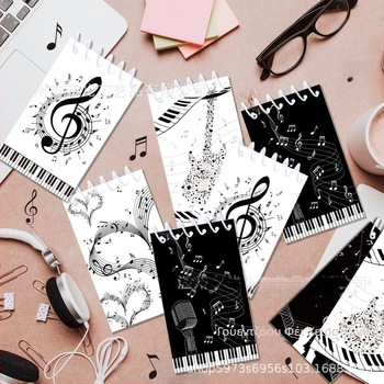 XQ055 μουσικές νότες κάθετη στροφή φορητό βιβλίο πηνίου σημειωματάριο μαθητικής ημέρας πλήκτρα πιάνου σχίσιμο βιβλίο με φύλλα