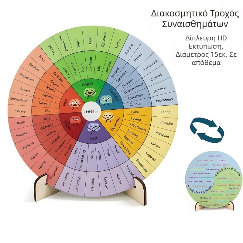 Διακόσμηση Γραφείου Θεραπείας με Τροχό Συναισθημάτων, Μεγάλο Διάγραμμα Συναισθημάτων Διπλής Όψης, Θεραπεία Υγείας Καρδιάς, Ξύλινα Στολίδια