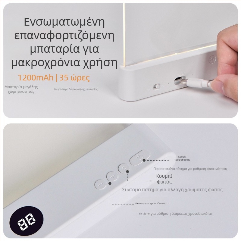 Φωτιστικό εκμάθησης γκράφιτι για διασυνοριακή χρήση, νέο φορητό διαφανές φωτιστικό ανάγνωσης, φωτιστικό εκμάθησης χωρίς βαθμίδες ρύθμισης φωτεινότητας, φωτιστικό ανάγνωσης με χρονοδιακόπτη