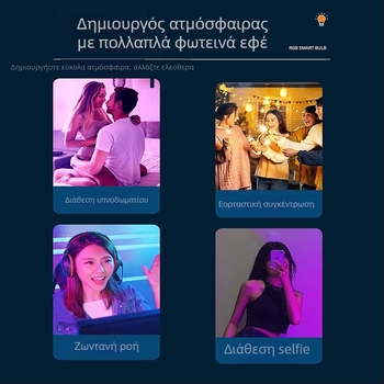 Έξυπνη λάμπα LED RGB με βιδωτή βάση E27, μοντέρνα λάμπα RGB με ρυθμιζόμενο χρώμα και πολύχρωμη ατμόσφαιρα