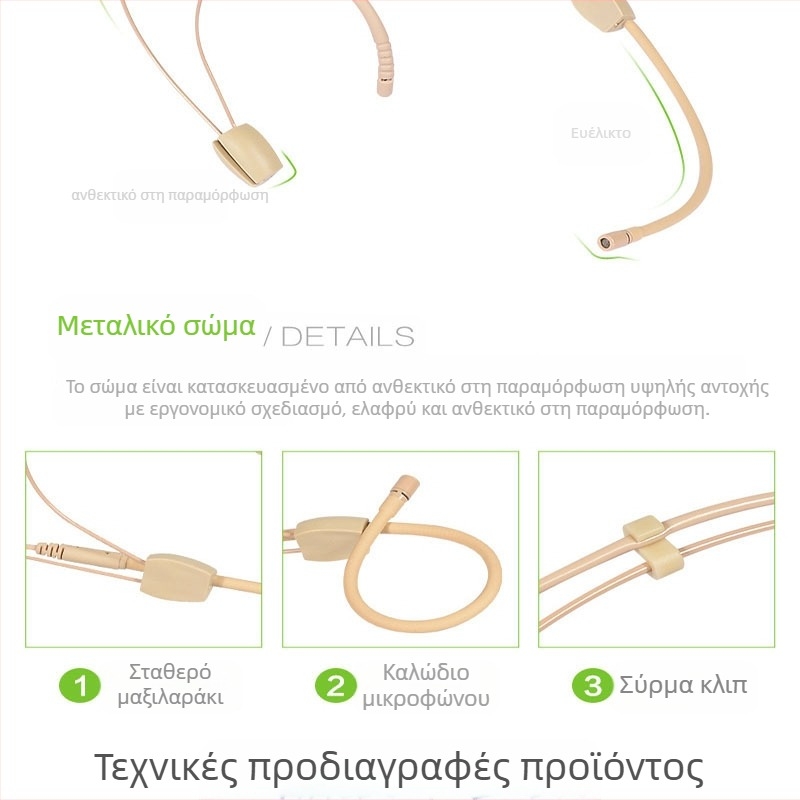 Ζωντανά ακουστικά διαδικτυακής τάξης Ασύρματο μικρόφωνο Μικρόφωνο σε χρώμα δέρματος Ακουστικά σε χρώμα δέρματος Μικρόφωνο Ομιλία σε συνέδριο