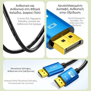 Jinghua Έκδοση 1.4 DP Line Αρσενικό-σε-Αρσενικό 8K60hz Ηλεκτρική Γραμμή Δεδομένων Κλάσης Ανταγωνισμού Γραμμή Σύνδεσης Οθόνης Υπολογιστή με Πλεγμένο