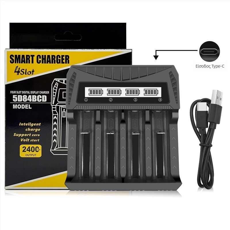 Φορτιστής μπαταρίας Οθόνη LCD USB Έξυπνη μπαταρία Aa/Aaa Φορτιστής 18650 26650 21700