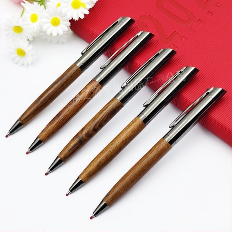 Στυλό περιστρεφόμενου τζελ από ξύλο τριανταφυλλιάς 0,5 μαύρου νερού, 5 τεμάχια, διασυνοριακό, σε υψηλές πωλήσεις, ξύλινο στυλό υψηλής ποιότητας, με υπογραφή