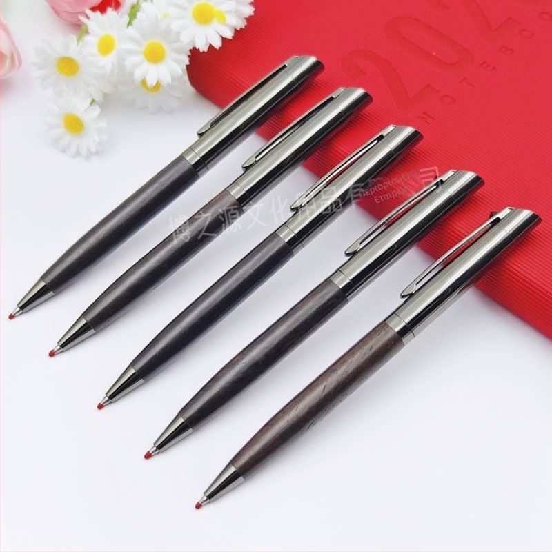 Στυλό περιστρεφόμενου τζελ από ξύλο τριανταφυλλιάς 0,5 μαύρου νερού, 5 τεμάχια, διασυνοριακό, σε υψηλές πωλήσεις, ξύλινο στυλό υψηλής ποιότητας, με υπογραφή