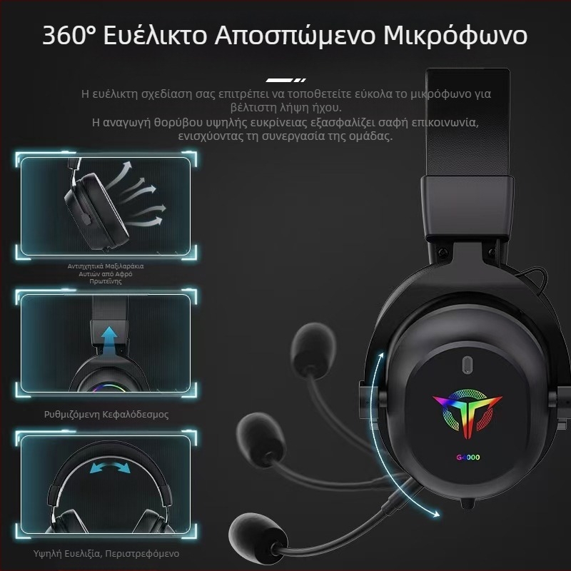 Νέα διασυνοριακά ακουστικά παιχνιδιών RGB με μικρόφωνο και ενσύρματο υπολογιστή για μακροχρόνια χρήση, δεν βλάπτουν τις απευθείας πωλήσεις του εργοστασίου
