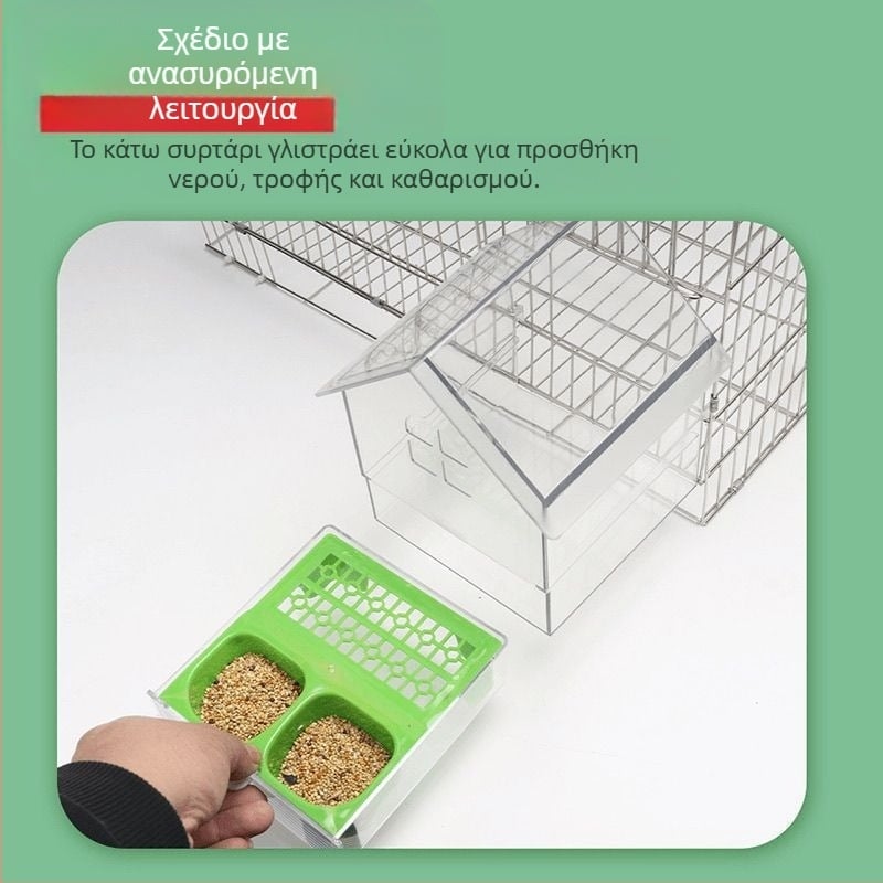 Ταΐστρα για παπαγάλους με νιπτήρα οροφής Sun Black Phoenix Peony Bird Διαφανές κουτί ταΐσματος νερού Εύκολο στο καθάρισμα B