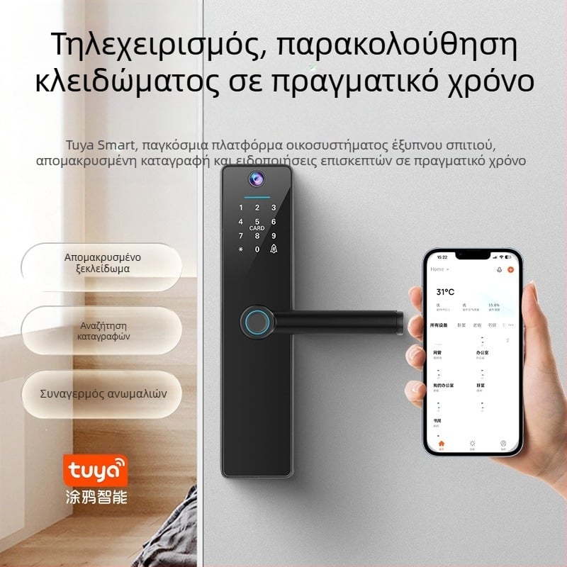 Κλειδαριά δακτυλικών αποτυπωμάτων με γκράφιτι, ξύλινη πόρτα, έξυπνη κλειδαριά, γραφείο, υπνοδωμάτιο, διασυνοριακή ενοικίαση νέου μοντέλου, δωμάτιο με τηλεχειριστήριο