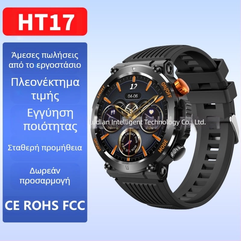 Έξυπνο ρολόι Temu/Tik Explosions HT17 με οθόνη 1.46" και ανάλυση 360*360, κωδικοποιητή κλήσεων Bluetooth