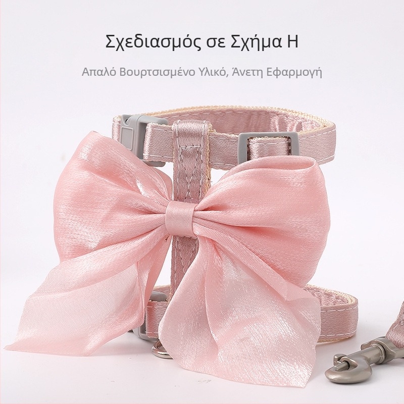 Λουρί γάτας αντι-σπασίματος λουρί γάτας δέρμα Taobao φωτεινό μεταξωτό μεγάλο φιόγκο γάτας με λουρί σχήματος Ι χονδρικής