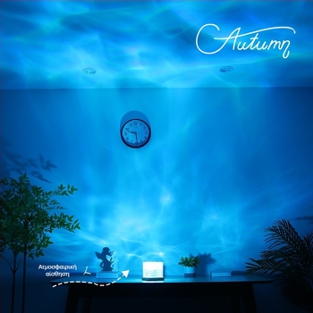 Τετράγωνο νυχτερινό φως με κυματισμό νερού, δημιουργικό φλόγα κομοδίνου, bluetooth, ατμόσφαιρα, δυναμικό ρομαντικό δώρο, λάμπα προβολής με έναστρο ουρανό