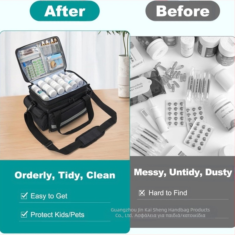 Κουτί αποθήκευσης επειγόντων περιστατικών, ρυθμιζόμενο χώρισμα, αποθήκευση μπουκαλιών φαρμάκων διπλής στρώσης, φορητό κιτ πρώτων βοηθειών για την υγεία στο σπίτι