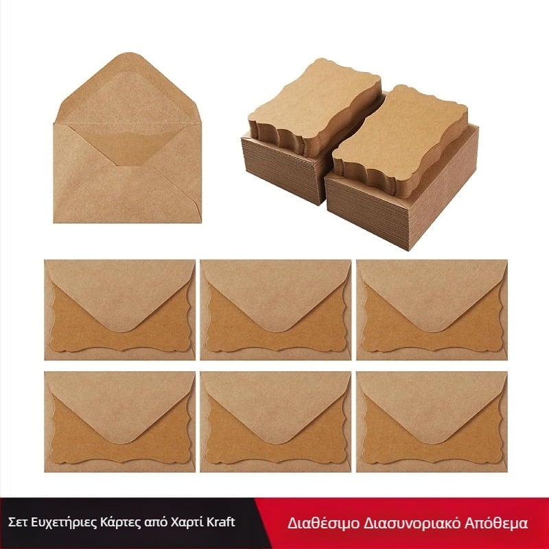 Δημιουργική κάρτα ευχετήριας κάρτας Kraft με ρετρό κενό κύμα δαντέλας χειρός για την ημέρα των ευχαριστιών γενεθλίων, φάκελος κοστουμιών