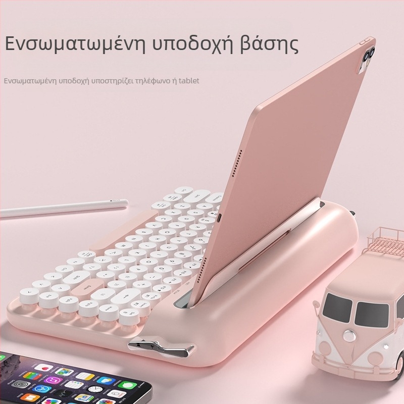 Ασύρματο πληκτρολόγιο Bluetooth 2.4g διπλής λειτουργίας Heijue Af84 με ρετρό σχεδιασμό, υποστηρίζει σύνδεση πολλαπλών συσκευών και διαθέτει στερέωση αυλακώσεων