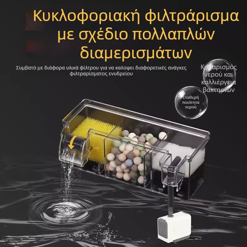 Φίλτρο ενυδρείου Songbao για τοίχο, φίλτρο ενυδρείου χελωνών, φίλτρο οξυγόνωσης τριών σε ένα, επιτοίχιο κουτί στάξιμο, χονδρικής