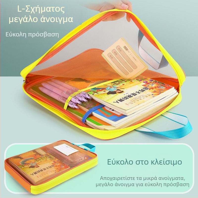 Τσάντα αρχείων Tang Qianyi A4 σε σχήμα L, διαφανής τσάντα εγγράφων, μεγάλη, φορητή, τσάντα ταξινόμησης θεμάτων για βιβλία μαθητών, με άνοιγμα για εκπαιδευτικά σεμινάρια