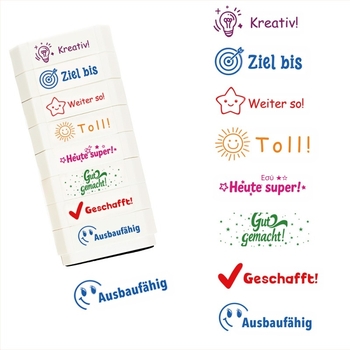 Σφραγίδες με τουβλάκια για δασκάλους Γερμανικών και Γαλλικών, πολύχρωμες σφραγίδες ενθάρρυνσης για την τάξη, σφραγίδες γραφείου - Άμεση διασυνοριακή προμήθεια