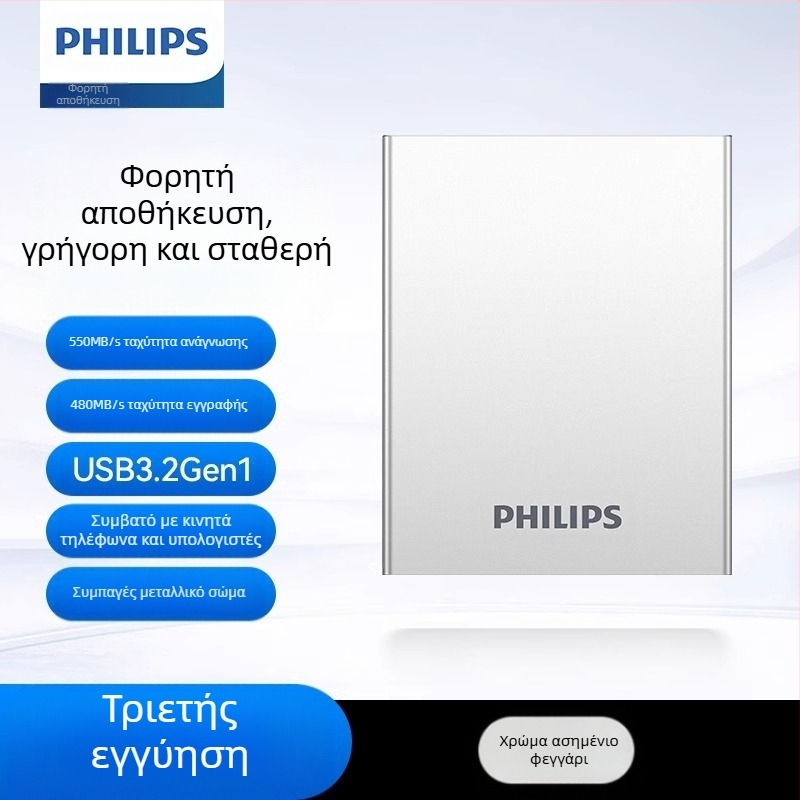 Philips PSSD Κινητή μονάδα στερεάς κατάστασης Κινητό τηλέφωνο Υπολογιστής Type-c Σκληρός δίσκος διπλής χρήσης Αποθήκευση υψηλής ταχύτητας Χονδρική επέκταση