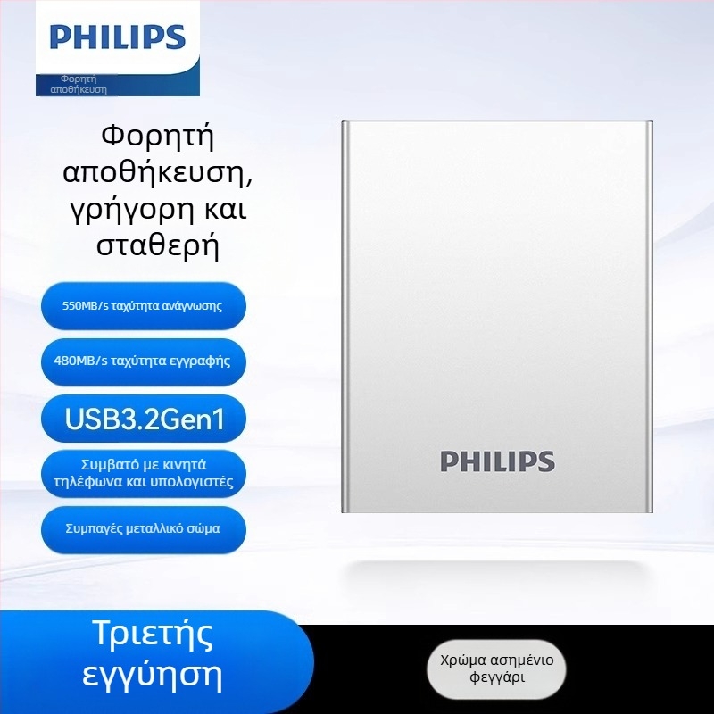Philips PSSD Κινητή μονάδα στερεάς κατάστασης Κινητό τηλέφωνο Υπολογιστής Type-c Σκληρός δίσκος διπλής χρήσης Αποθήκευση υψηλής ταχύτητας Χονδρική επέκταση